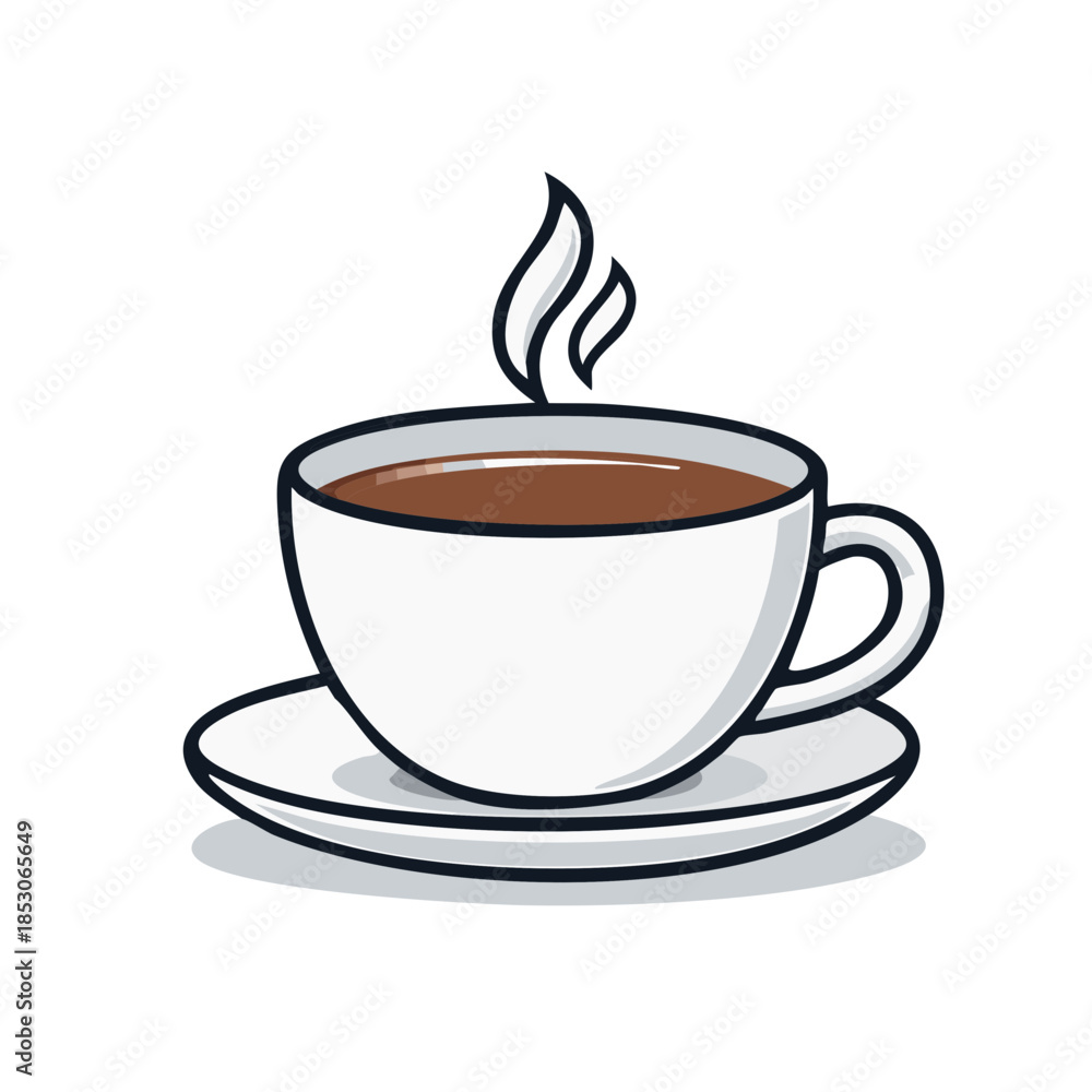 Obraz premium Cartoon Cup of Coffee or Hot Chocolate Steaming Beverage Illustration