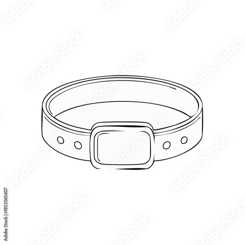 Simple Leather Pet Collar Sketch with Buckle and Holes Design
