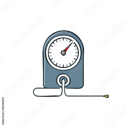 Illustration of Handheld Tire Pressure Gauge for Cars and Bikes Checking Air Level