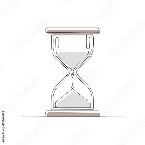 Elegant Line Drawing of Hourglass Sand Timer Illustrating Time Passing and Countdown Deadline Concept