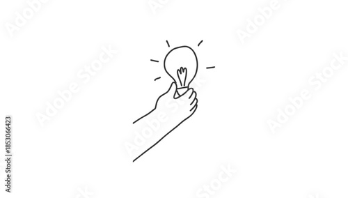 Doodle Hand Holding Light Bulb With Growing Line