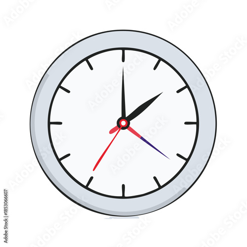 Analog clock icon timekeeping illustration minimalist design vector graphic