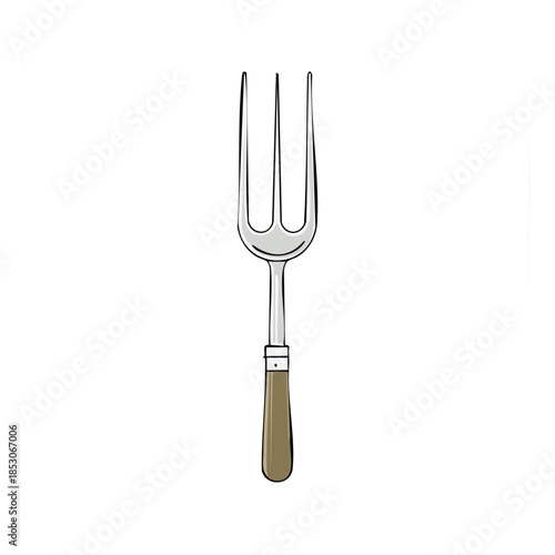 Illustration of a Fork Cutlery Tool with Handle Kitchen Utensil Isolated