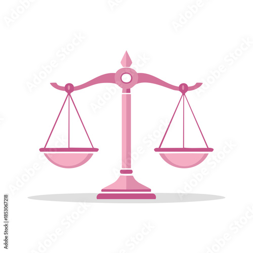 Pink Scales of Justice Symbolizing Equality Fair Trial in Legal Matters Illustration