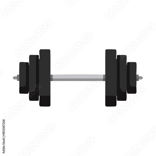 Black metal barbell illustration fitness equipment for strength training exercises