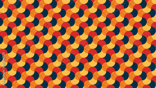 Seamless geometric pattern with overlapping wavy shapes in a retro color palette perfect for abstract backgrounds textile design or decorative wallpap