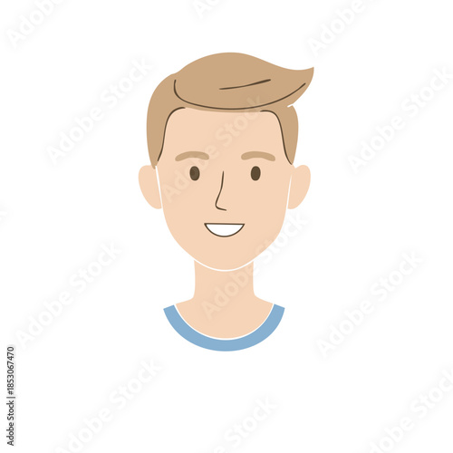 Portrait of smiling young blond man with modern hairstyle isolated flat