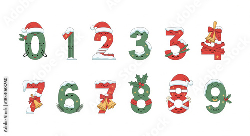 Christmas Numbers 0–9 Vector Set