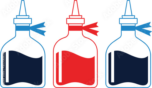 Squeeze condiment bottles set with liquid fill representing sauce containers kitchen supplies and minimal flat vector illustration