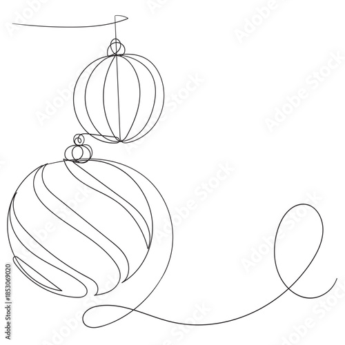 Christmas ornament cute icon symbol one line drawing continuous. Christmas decorative element minimalist art thin line illustration