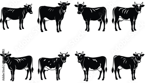 Cow graphic icon. Cow black silhouette isolated on white background. Vector illustration