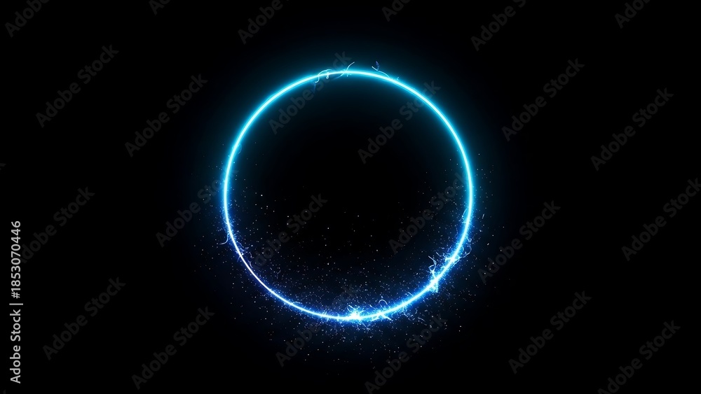 Fototapeta premium Glowing Blue Circle on Black Background