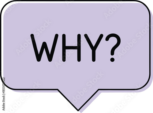 Why question speech bubble icon representing curiosity inquiry thinking and communication in minimal flat vector illustration style