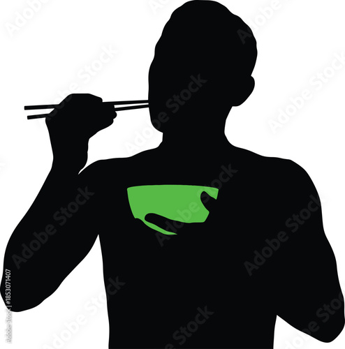 man eating with chopsticks