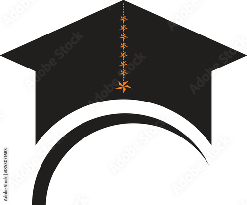 A black and white caduceus medical icon features a university graduation cap with a tassel to represent a successful academic achievement and a medical degree from a professional college academy

Woul