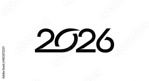 Bold graphic design featuring the year two thousand and twenty six in a striking silhouette