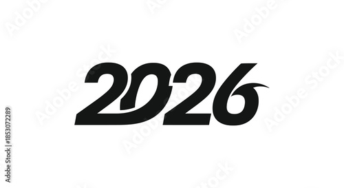 Bold depiction of the year 2026 in a striking artistic black silhouette