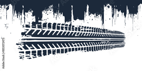 Auto tire tread grunge element. Car and motorcycle tire pattern, wheel tyre tread track. Black tyre print.