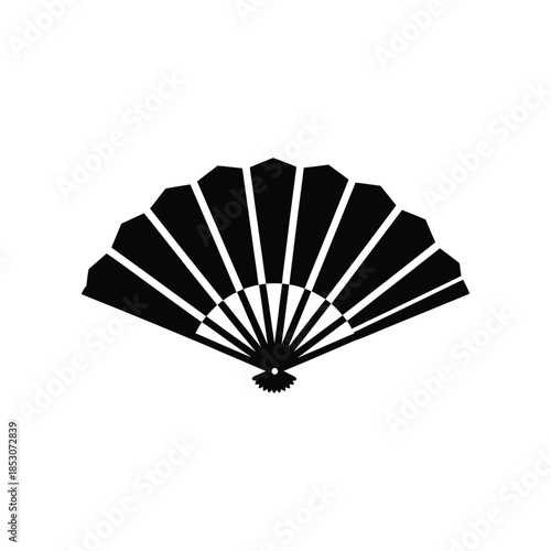 Chinese folding fixed fan silhouette vector illustration