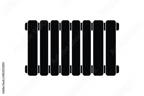 Home heating radiator appliance interior household silhouette element vector illustration