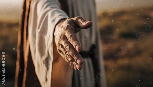 Soft Warm Hand of Jesus Christ Reaching Forward into Light
