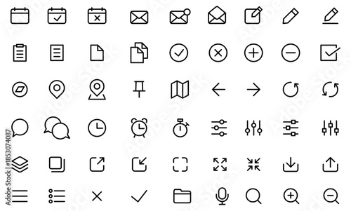 カレンダー、UI、ユーザーインターフェイスの編集可能なラインアイコン