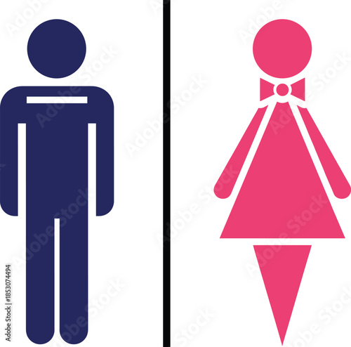 Male and female restroom bathroom symbols vector illustration with gender icons isolated on white for signage and wayfinding