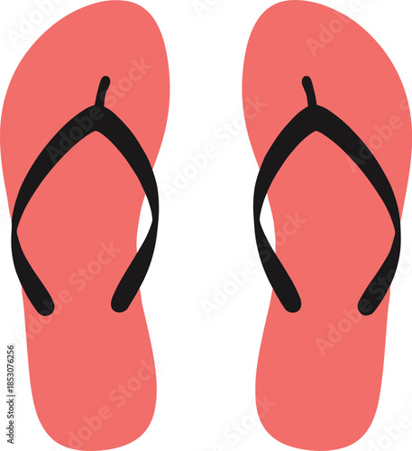 Pink flip flops sandals illustration representing summer beach footwear vacation lifestyle and casual flat vector design