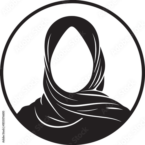 Woman wearing hijab in circular frame