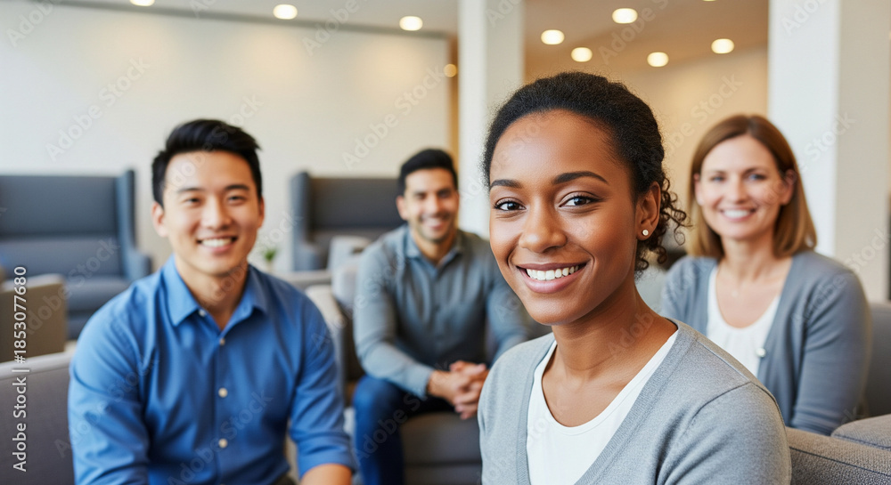 Obraz premium Best Candidate For The Position, Successful Diverse Team, Leadership, Happy Employees, Corporate Culture, HR, Smiling Business People, Collaboration