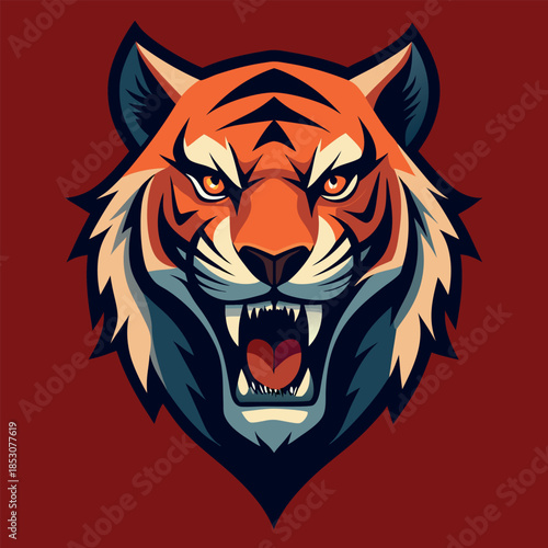 A detailed-roaring-tiger-head-with-sharp-fangs 