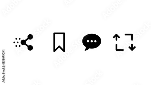Minimalist icons for sharing and bookmarking on a clean background viewed from directly above