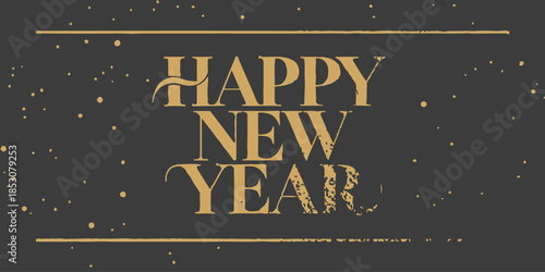 Elegant Happy New Year celebration with gold text on dark background