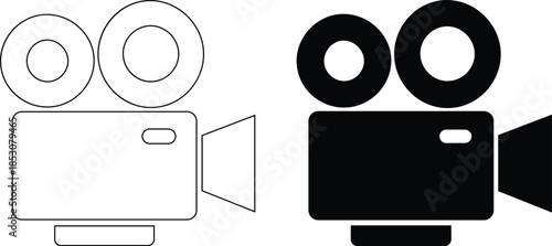Movie Camera Icon Set. Film Recording Symbol, Video Production Vector