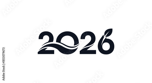 Stylized new year 2026 graphic with floral elements forming a dark silhouette