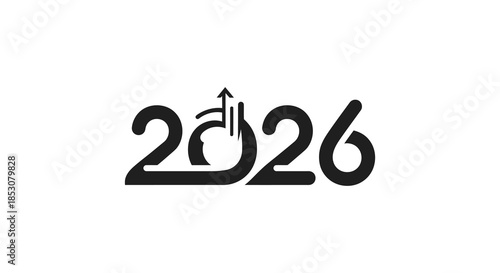 Bold design featuring the year 2026 integrated with an arrow pointing upwards silhouette