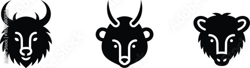 Three black and white animal head silhouettes