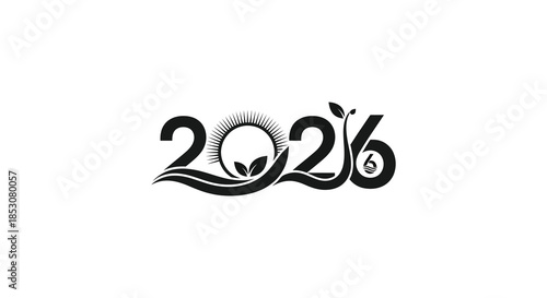 Stylized new year 2026 design featuring floral elements and a striking silhouette