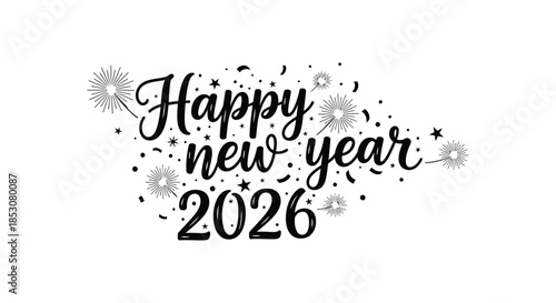 Festive new year greeting with sparkling design and bold typography a beautiful silhouette