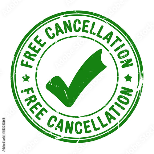 Green Free Cancellation Stamp for Flexible Bookings