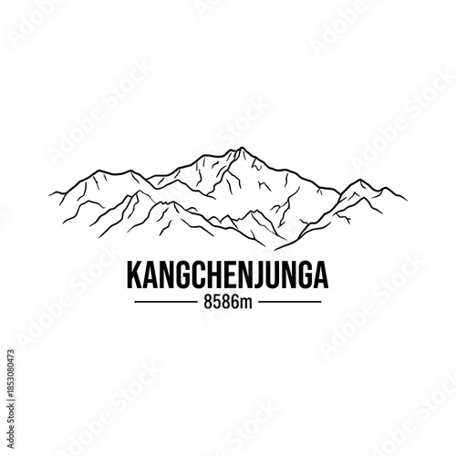 Outline of Kangchenjunga mountain range at 8586 meters elevation  