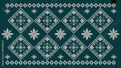 Geometric Pattern Design with Diamonds and Snowflakes