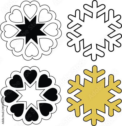 Set of vector snowflakes for Christmas winter decoration