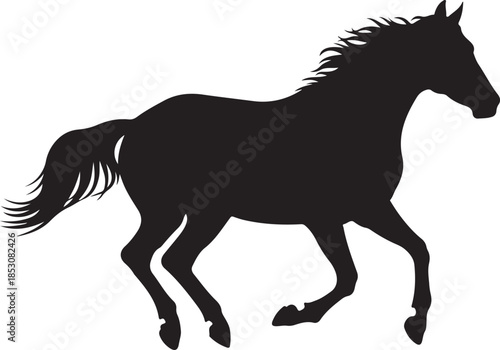 Wallpaper Mural Running Horse Silhouette – Powerful Freedom Animal Black Vector on White Background. Torontodigital.ca