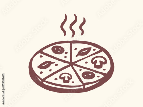 Pizza Slices Doodle Outline Vector Illustration