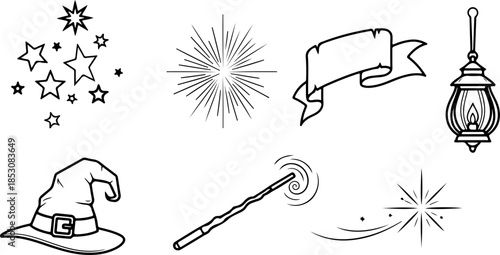 Mystic Crystal Ornament Icon Vector Set