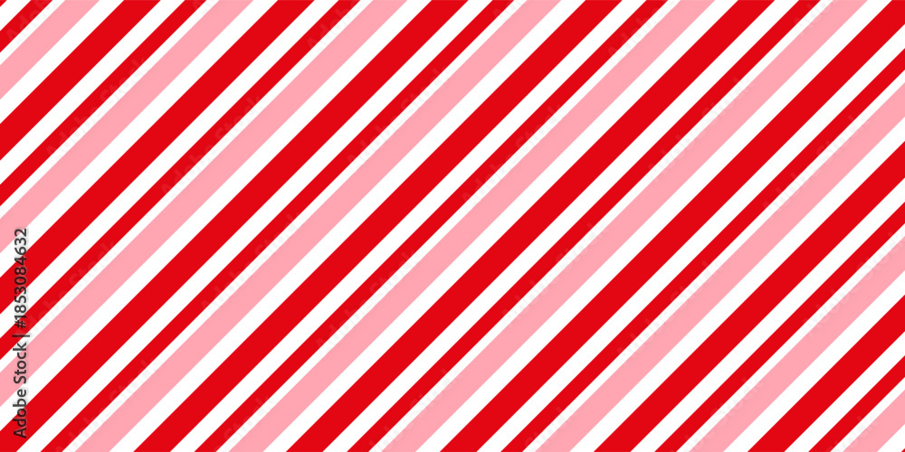 Obraz premium Candy cane Christmas background, peppermint diagonal stripes print seamless pattern