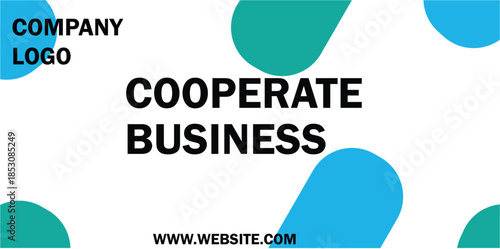 Modern Business Banner Template with Colorful Shapes on White Background.