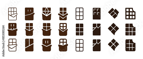 Assorted chocolate bar icon set in minimalist design style
