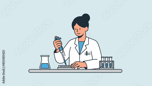 Medical Scientist Illustration Conducting Laboratory Healthcare Research